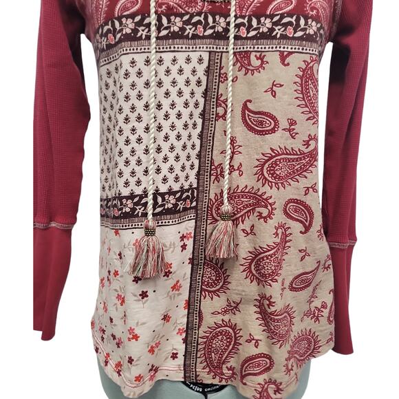 Sundance Womens Red Patchwork Tunic Blouse Size XS - Picture 4 of 10